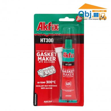 Термостойкий силиконовый герметик Akfix HT300 красный (50мл)
