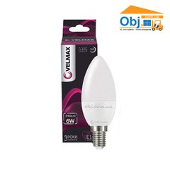 Лампа LED Velmax 21-13-20 V-C37 6W Е14 4100К ЕМС (шт.)