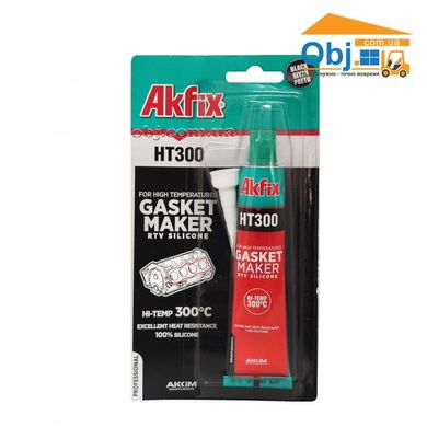 Термостійкий силіконовий герметик Akfix HT300 чорний (50мл)