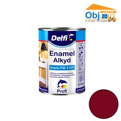 Делфи эмаль алкидная вишневая Delfi Enamel Alkyd ПФ-115П (0,9кг)
