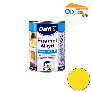 Делфи эмаль алкидная желтая Delfi Enamel Alkyd ПФ-115П (0,9кг)
