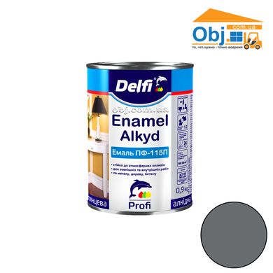 Делфи эмаль алкидная серая Delfi Enamel Alkyd ПФ-115П (0,9кг)
