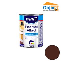 Делфи эмаль алкидная коричневая Delfi Enamel Alkyd ПФ-115П (0,9кг)