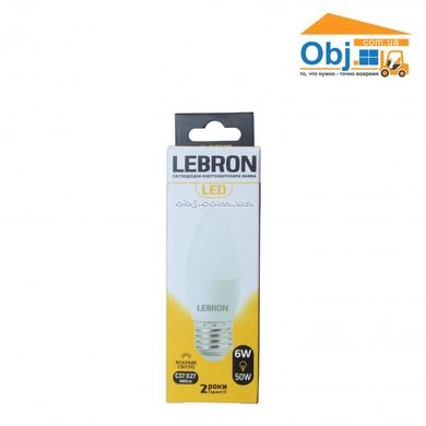 Світлодіодна лампа LED LEBRON 6W E27 (свічка) (яскраве світло)