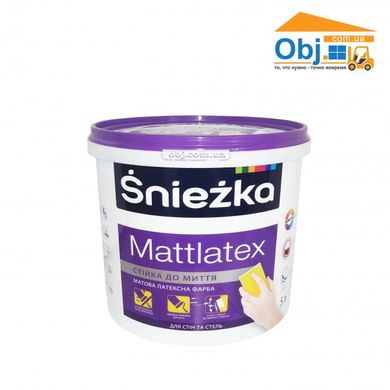 Краска латексная стойкая к мытью Sniezka Mattlatex (5л)
