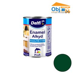Делфі емаль алкідна темно-зелена Delfi Enamel Alkyd ПФ-115П (0,9 кг)