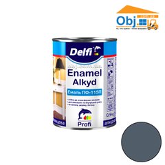 Делфи эмаль алкидная темно-серая Delfi Enamel Alkyd ПФ-115П (0,9кг)